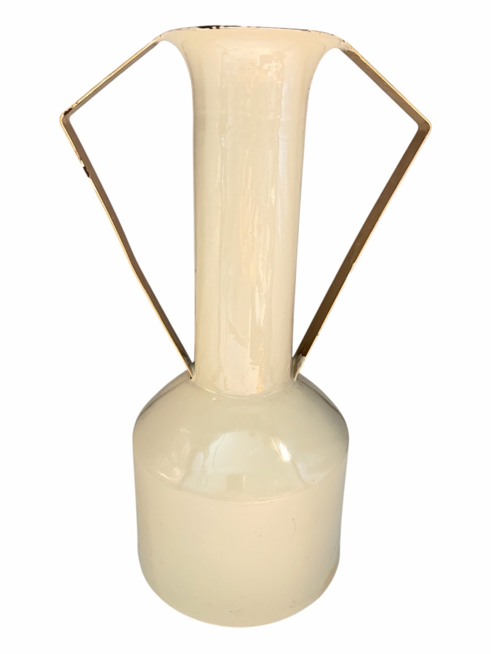 Cosmo Living by Cosmopolitan Abstract Cream/Gold Metal Vase NWOT